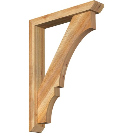 Balboa Slat Rough Sawn Bracket W/ Offset Brace, Western Red Cedar, 4W X 22D X 30H